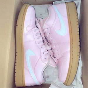 Artic Pink Womens Jordan 1 lows with gum bottom